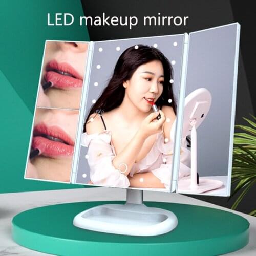 22 LED Lights Touch Screen Makeup Mirror 1X 2X 3X Magnifying Mirrors Vanity 16 Lights Bright Adjustable USB Or Batteries Use