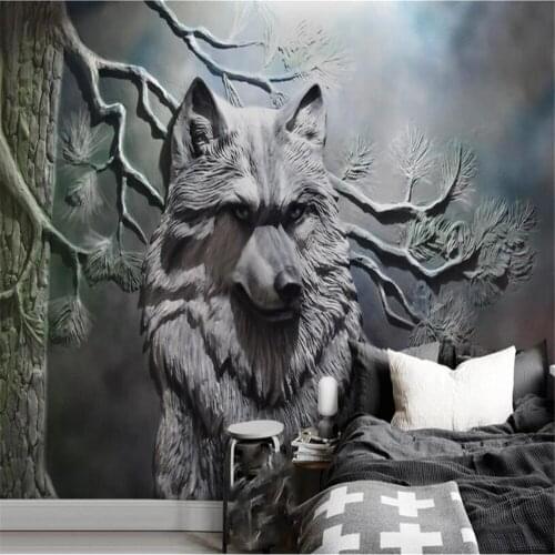 Milofi custom 3D printing wallpaper mural European three-dimensional relief Timberwolves background wall decorative painting
