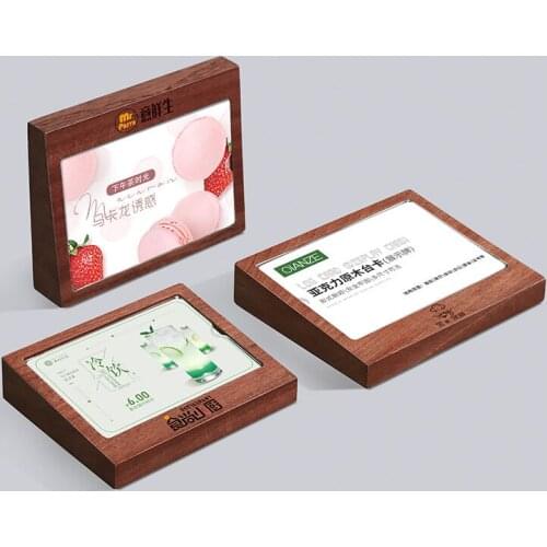 90*55mm Wooden Tent Table Menu Card Holder Photo Picture Poster Display Frame Price Paper Tags Sign Holder Stand