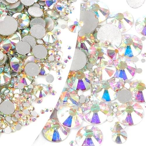 AB Color/White Multi-size Fashion Crystal Glass Flat Bottom Rhinestones DIY Mobile Phone Case Beauty Nail Stickers