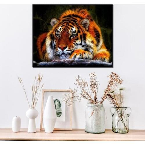 New 5D DIY Diamond Painting Tiger Full Square/Round Drill Diamond Embroidery Animal Mosaic Painting Decoration Home Crafts TY331