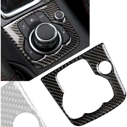 Car Center Console Multimedia Panel Trim ABS For Mazda 3 Axela 2013 2014 2015 2016 Carbon Fiber Styling Car Sticker
