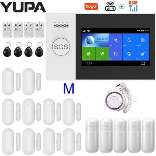 Wireless Wifi GSM GPRS Home Security Alarm System With 4 Wired Defense Zones For Tuya Smart Life APP Works Alexa & Google Home