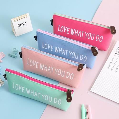 PU leather pencil case cute Large capacity stationery bag School Pencil cases gifts for kids student pen case girls Cosmetic bag