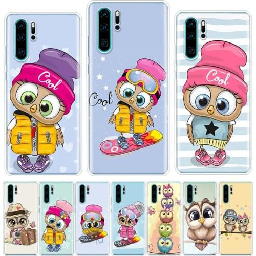 Cute Owl Hearts Lover Christmas Phone Case For Huawei Honor Y5 Y6 Y7 Y9 Y9 9 10 20 Lite Pro 7A 7X 8S 8X 8A 9X 1020i 2019 Cover S