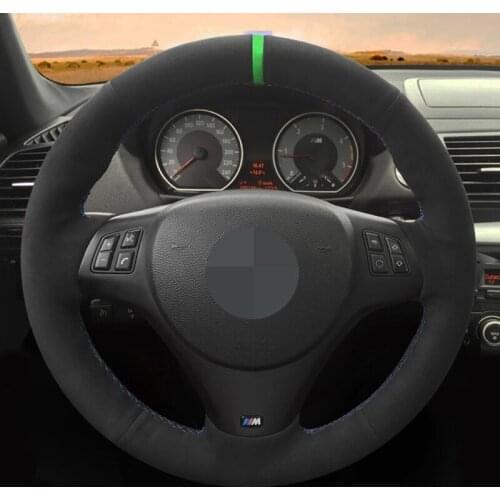Car Steering Wheel Cover DIY Hand-Stitched Black Suede Non-slip For BMW BMW M Sport M3 E90 E91 E92 E93 E87 E81 E82 E88 X1 E84