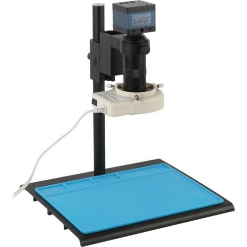 1/3" HD 2K Electronic Digital Industrial TF Video Microscope Camera 100X 180X C mount Lens 56 LED Ring Light For PCB Repair