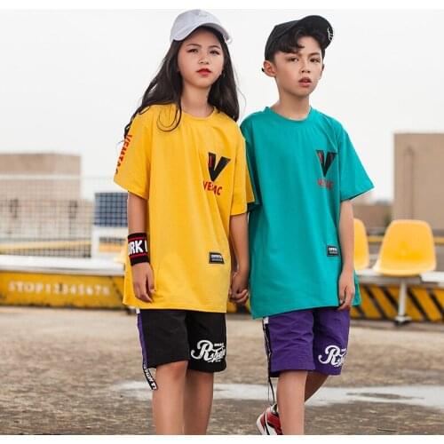 Kids Hip Hop Shirt Pants Jazz Dancing Costumes for Girls Boys Ballroom Dance Clothes Stage Costumes Wear Outfits Child Dancewear