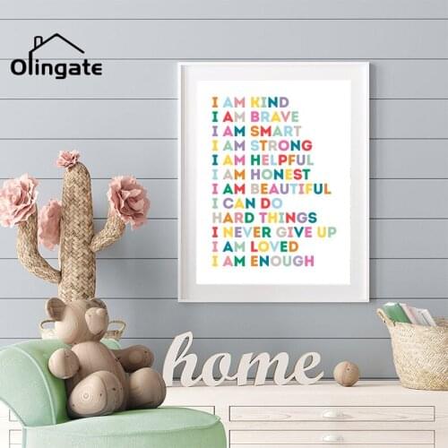 Nursery Colorful Wall Art Encourage Kid Quotes Prints Canvas Painting One Piece for Kids Bedroom Playroom Home Decoration