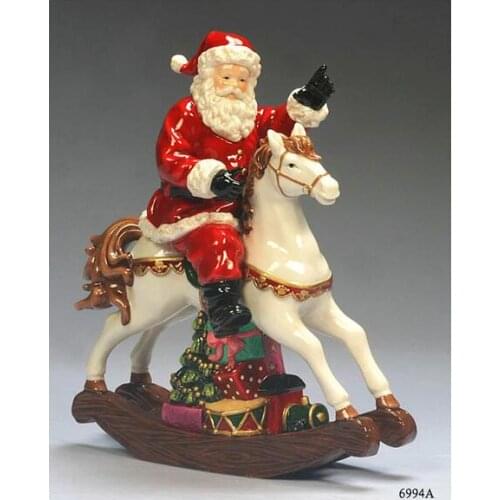 American ceramic crafts Santa Claus riding rocking horse home decoration holiday gifts Wholesale factory direct selling