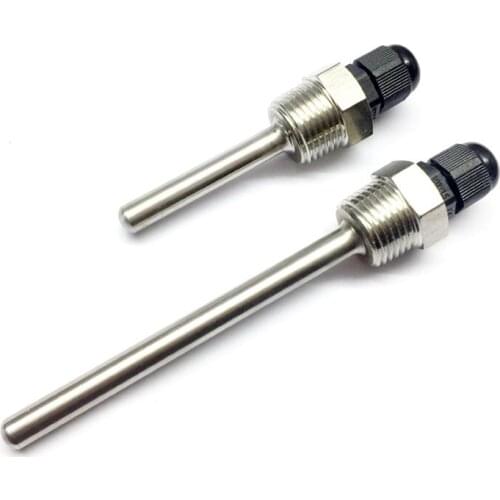 Thermowell Immersion Sleeve Pocket Stainless Steel 304 BSP 1/2" for Max 6mm Wire PT100 PT1000 NTC10K NTC50K Pipe L30-L200mm