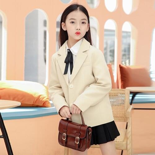 Girls Small Suit 2020 Spring and Autumn New Childrens Shirt Suit British Kids' Coat + Shirt + Skirt