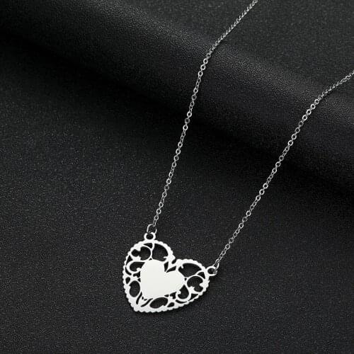 Cxwind Stainless Steel Fashion Heart Pendant Chain Necklace Women Collar Wedding Punk Heart With Lace Choker Necklaces Jewelry