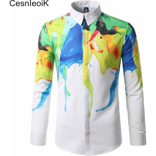Mens Hawaiian Shirt Male Casual camisa masculina Printed Beach Shirts Long Sleeve brand clothing Free Shipping Plue Size XXL C68