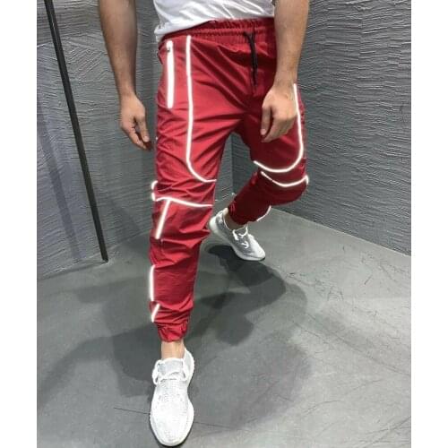 2020 Fashion Men Sports Gym Pants Slim Fit Running Joggers Casual Trousers Men Sportswear Gym Reflective Stripe Sweatpants