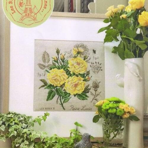 Top Quality hot selling lovely beautiful counted cross stitch kit rose three yellow roses flower flowers