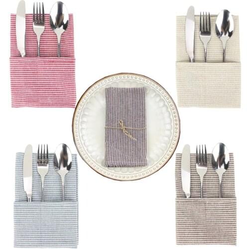 Set of 12 pcs 30x40cm Plain Narrow Striped Cloth Napkins cotton Napkins Dinner table Napkins for Events & Home Use