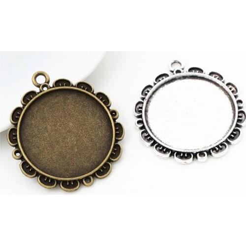 New Fashion 5pcs 25mm Inner Size Antique Silver Plated and Antique Bronze Cool Style Cabochon Base Setting Charms Pendant