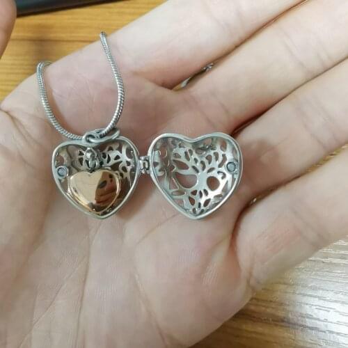 X072 Newest! Heart Cremation Pendant for Ashes Holder Keepsake Memorial Urn Locket, Human Cremation Jewelry Rose Gold Inner Urn