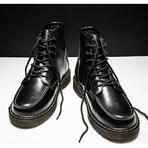 Shoes Mens Boots Leather Winter Warm Shoes Cool Motorcycle Men Ankle Boots Autumn Men Oxfords Snow Shoes Men Work Boots R12-52