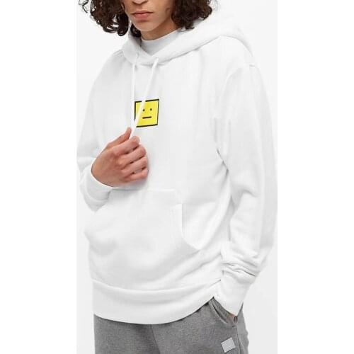 Autumn Winter 2021 Unisex Solid Color Hoodies Yellow Smiley Drawstring Loose Long Sleeve Women and Men Simple Hooded Sweatshirts