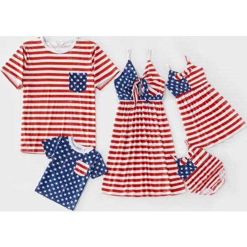 PatPat Mosaic Independence Day Stripe and Stars Family Matching Sets