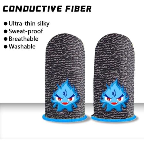 2pcs 24-Pin silver fiber Finger Sleeves for PUBG Mobile Games Contact Finger Sleeves Sweat Proof Non-Scratch Thumb Gloves