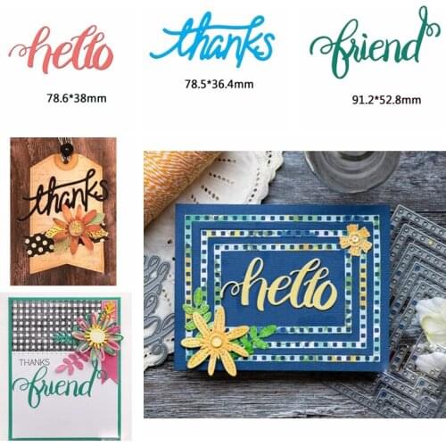 Letters Hello Thanks Friend Metal Cutting Dies Stencils For DIY Scrapbooking Photo Album Decorative Embossing Craft Die Cut