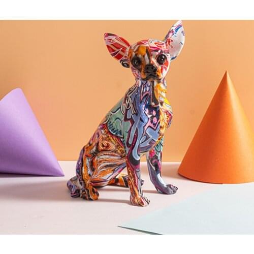 Simple Creative Water transfer Painted Room Color Dog Decorations Home Entrance Wine Cabinet Office Decorations Resin Crafts