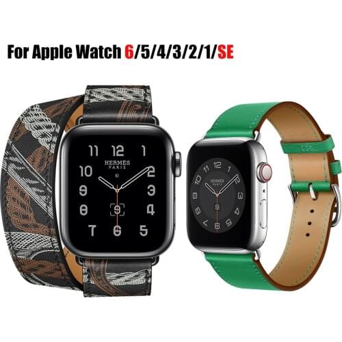 For Apple Watch 6 5 4 3 2 1 SE Band Genuine Leather Watch Band Strap for iWatch Apple Watch 44mm 40mm 42mm 38mm Wrist