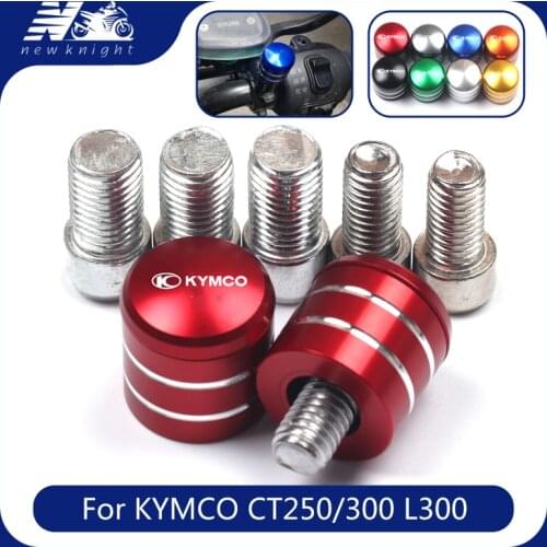 With Logo 2Pcs For KYMCO CT250/300 L300 Motorcycle CNC Aluminum Rearview Handlebar Mirror Bolt Screws Mount Adapter Accessories