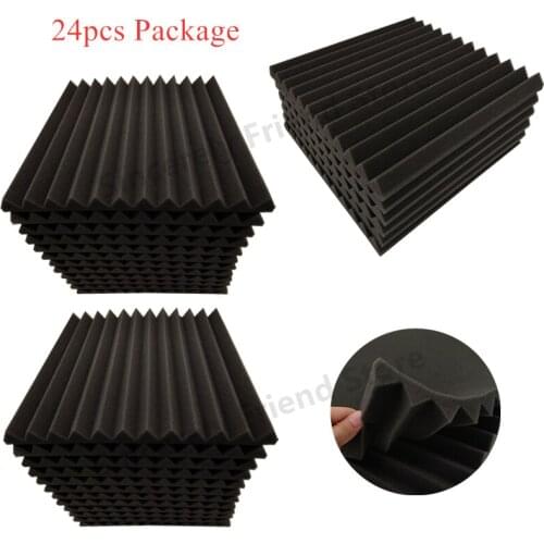 24PCS 300x300x25mm Studio Acoustic Foam Sound Proofing Protective Sponge Soundproof Absorption Treatment Panel Sealing Strips