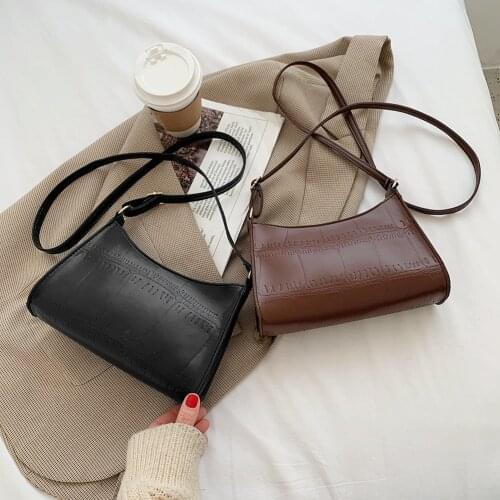 2021 Fashion Women Stone Pattern Shoulder Bags Soft PU Leather Crossbody Solid Color Daily Handbags Female Purses sac femme