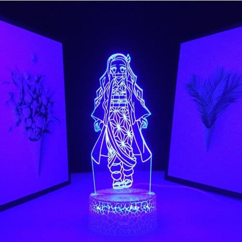 Anime Demon Slayer Nezuko LED Light for Child Bedroom Decor Night Light Birthday Gift Room Acrylic 3D Desk Lamp