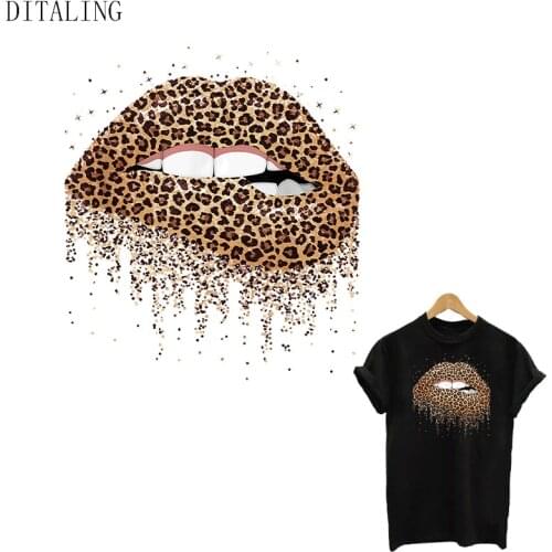 Leopard Lips Thermal Sticker On Clothes DIY Washable Patch On T-Shirt Iron On Transfers Applique On Clothing Heat Transfer Patch