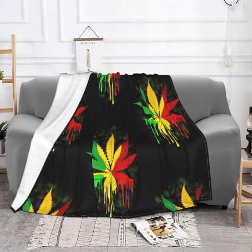 Weed Leaf Blankets Flannel Summer Pot Leaf Herb Breathable Super Warm Throw Blanket for Bedding Car Bedding Throws