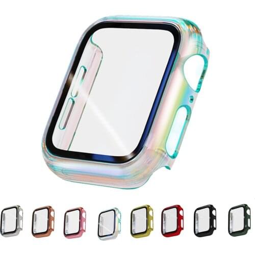 Screen protector For Apple watch SE 6 5 4 3 Band 44mm 40mm 42mm 38mm HD Tempered glass Plating case cover for iwatch 6/5/4/3