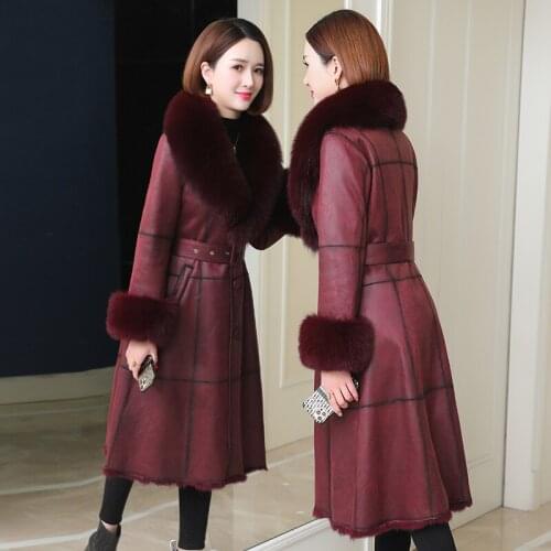 2021 Women Parka Winter Clothes New Genuine Rabbit Fur Coat Oversize With Natural Fox Fur Collar Warm Long Fur Jacket