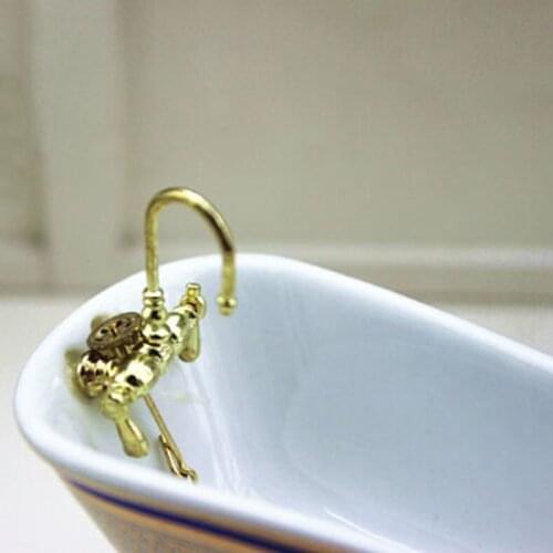 1/12 Mini Alloy Bathtub Faucet Simulation Water Tap Model Toys for Doll House Decoration Dollhouse Miniature Accessories