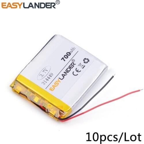 10pcs /Lot 3.7v lithium Li ion polymer rechargeable battery 314449 700mah MP4 PSP Digital Products