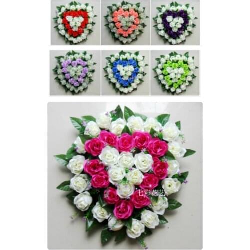 4pcs/lot wedding rose heart artificial flower wedding car decoration wedding heart love flower decoration