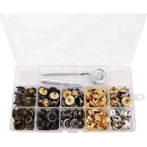 50 Sets 15Mm Metal Snap Fastener Button Press Popper With Tool Leather Bag Clothes Jacket Repair Assortment Kit