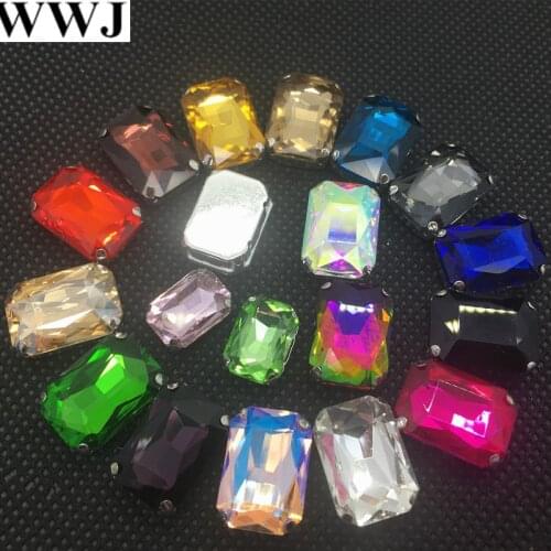 6x8,8x10,10x14,13x18,18x25,18x27 Rectangle Octagon Crystal Sew on Rhinestones With Claw(pointback stones silver base beads)