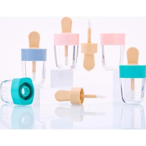 8ml Empty Lip Gloss Tubes Cute Ice Cream Shape Containers Jars Cosmetic Transparent Lip Balm Refillable Bottle DIY Makeup Tools
