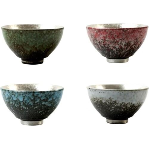 999 Silver Tea Cup Handmade Ceramic Enamel Single Tea Master Cup Tea Ceremony Drinkware Teaware