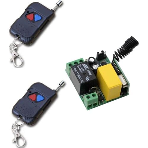 AC220V 10A 1CH RF Remote Control Switch System 2X Transmitter + 1 X Receiver 1CH Relay Smart Home Lamp/Window/Garage Doors