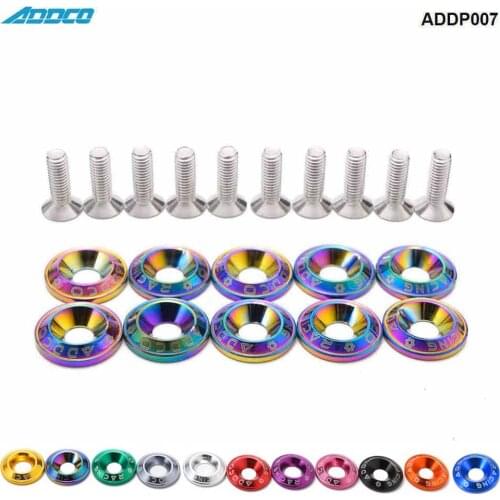 Addco Racing 10PC M6 CNC Billet Aluminum Fender Bumper Washer Bolt Engine Bay Dress Up Kit ADDP007