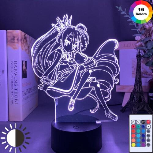 Anime Game Life Shiro Led Night Light for Kids Child Girls Bedroom Decor Birthday Gift Night Lamp Game Life Shiro Light Gadget