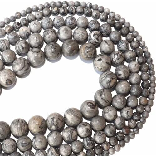 Free Shipping Natural Stone Map Jaspers Stone Round Beads 4 6 8 10 12 MM Pick Size For Jewelry Making Diy Bracelet Necklace