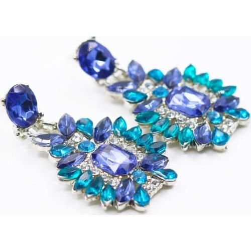 Bluelans Women Fashion Blue Crystal Rhinestone Stud Earrings Party Jewelry Gift